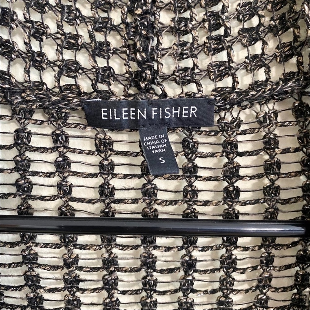 Eileen Fisher Brown Metallic Open Front Cardigan - Picture 7 of 8